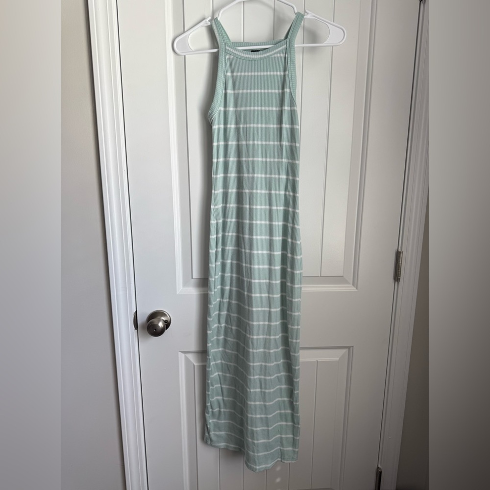 SHEIN Mint Green Striped Midi Dress